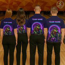 Load image into Gallery viewer, Custom Neon Cowboy Alliagator Bowling Shirt for Women Bowling Team Jersey Polo &amp; 1/4-Zip Bowling Outfit QZT1013
