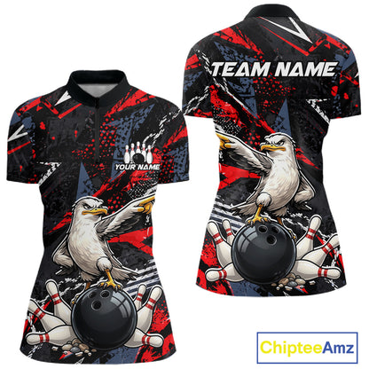 Custom Funny Gull Bowling Team Shirt for Women Bowling League Jersey Polo & Quarter-Zip QZT1016