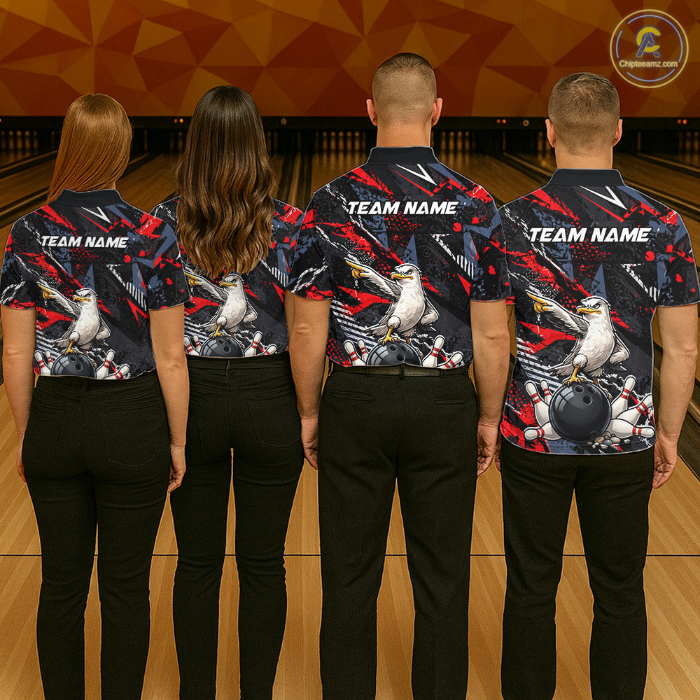 Custom Funny Gull Bowling Team Shirt for Women Bowling League Jersey Polo & Quarter-Zip QZT1016