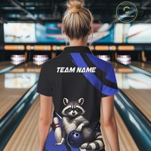 Load image into Gallery viewer, Custom Blue Ugly Raccoon Bowling Shirt for Women Bowling League Polo &amp; Quarter-Zip Gift QZT853