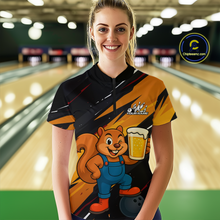 Load image into Gallery viewer, Funny Squirrel and Beer Bowling Team Shirt for Women Custom Bowling League Jersey Bowling Outfit QZT813