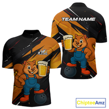 Load image into Gallery viewer, Funny Squirrel and Beer Bowling Team Shirt for Men Custom Bowling League Jersey Bowling Outfit QZT813