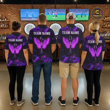 Load image into Gallery viewer, Custom Purple Flame Neon Dart Shirts Wings Dart Jersey Dartboard Shirt for Men DHT21