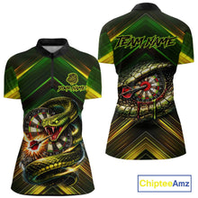 Load image into Gallery viewer, Yellow &amp; Green Cobra Snake Dart Shirts for Women Custom Dart Team Jersey Polo &amp; 1/4-Zip Dart Outfit DHT22
