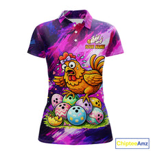 Load image into Gallery viewer, Custom Funny Chicken Bowling Team Shirt for Women Easter Bowling League Jersey Polo &amp; 1/4-Zip QZT939