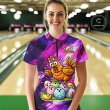 Load image into Gallery viewer, Custom Funny Chicken Bowling Team Shirt for Women Easter Bowling League Jersey Polo &amp; 1/4-Zip QZT939