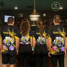 Load image into Gallery viewer, Custom Yellow Funny 8 Ball Pool Billiard Team Shirts for Men Billiard League Jersey Polo &amp;1/4 Zip BHT2