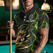 Load image into Gallery viewer, Custom Green Cobra Snake Billiard Jersey for Men 8 Ball Billiard Shirt for Team Polo &amp; 1/4 Zip BHT8