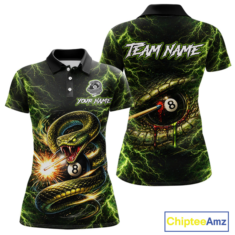 Custom Green Cobra Snake Billiard Jersey for Women 8 Ball Billiard Shirt for Team Polo & 1/4 Zip BHT8