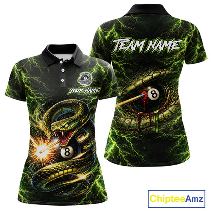 Custom Green Cobra Snake Billiard Jersey for Women 8 Ball Billiard Shirt for Team Polo & 1/4 Zip BHT8