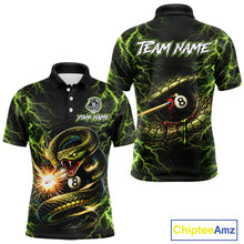 Load image into Gallery viewer, Custom Green Cobra Snake Billiard Jersey for Men 8 Ball Billiard Shirt for Team Polo &amp; 1/4 Zip BHT8
