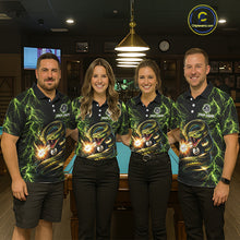 Load image into Gallery viewer, Custom Green Cobra Snake Billiard Jersey for Men 8 Ball Billiard Shirt for Team Polo &amp; 1/4 Zip BHT8