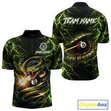 Load image into Gallery viewer, Custom Green Cobra Snake Billiard Jersey for Men 8 Ball Billiard Shirt for Team Polo &amp; 1/4 Zip BHT8