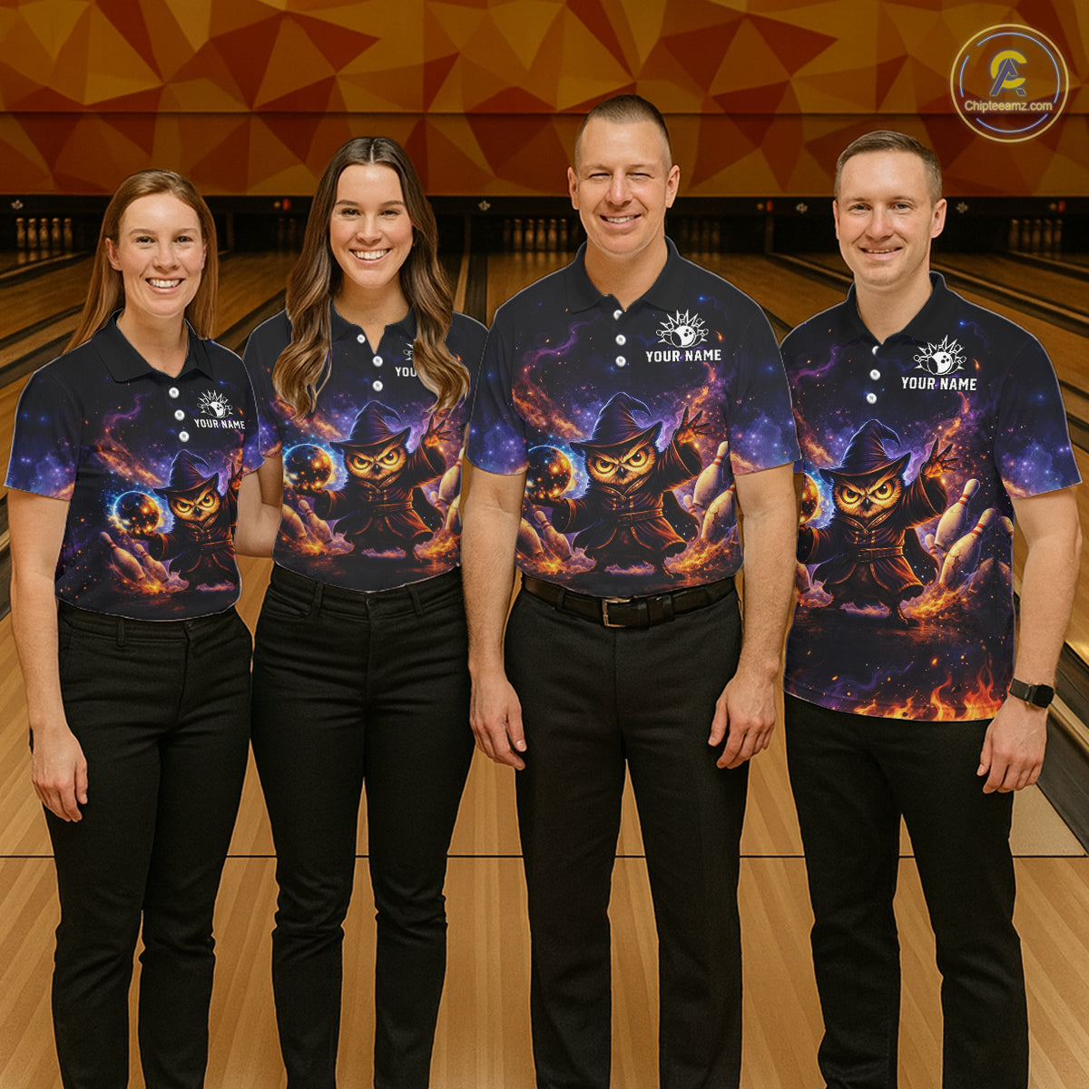 Custom Witch Owl Bowling Team Shirt Funny Bowling League Jersey Outfit for Women QZT864