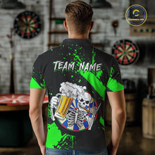 Load image into Gallery viewer, Custom Green Skeleton Dart Jersey for Team Polo &amp; 1/4 Zip Beer Dartboard Shirts Dart Jerseys Gift for Men DHT3