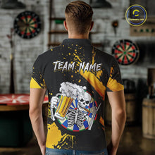 Load image into Gallery viewer, Custom Yellow Skeleton Dart Jersey for Team Polo &amp; 1/4 Zip Beer Dartboard Shirts Dart Jerseys Gift for Men DHT3