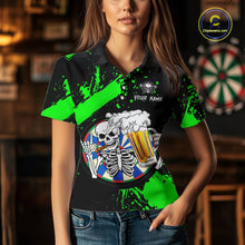 Load image into Gallery viewer, Custom Green Skeleton Dart Jersey for Team Polo &amp; 1/4 Zip Beer Dartboard Shirts Dart Jerseys Gift for Women DHT3
