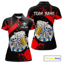 Load image into Gallery viewer, Custom Red Skeleton Dart Jersey for Team Polo &amp; 1/4 Zip Beer Dartboard Shirts Dart Jerseys Gift for Women DHT3