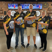 Load image into Gallery viewer, Custom Yellow Skeleton Dart Jersey for Team Polo &amp; 1/4 Zip Beer Dartboard Shirts Dart Jerseys Gift for Men DHT3