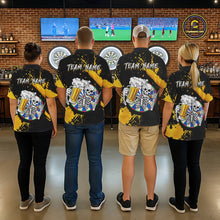 Load image into Gallery viewer, Custom Yellow Skeleton Dart Jersey for Team Polo &amp; 1/4 Zip Beer Dartboard Shirts Dart Jerseys Gift for Men DHT3