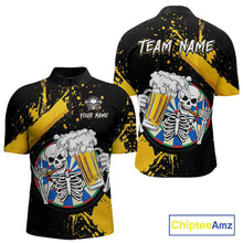 Load image into Gallery viewer, Custom Yellow Skeleton Dart Jersey for Team Polo &amp; 1/4 Zip Beer Dartboard Shirts Dart Jerseys Gift for Men DHT3