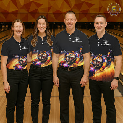 Funny Bulldog Bowling Shirt for Team Custom Polo & 1/4 Zip Bowling Jersey for Men QZT913