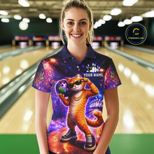 Load image into Gallery viewer, Custom Graffiti Funny Cat Bowling Shirt for Women Bowling League Jersey Polo &amp; Quarter-Zip Bowling Outfit QZT919