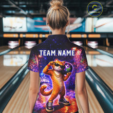 Load image into Gallery viewer, Custom Graffiti Funny Cat Bowling Shirt for Women Bowling League Jersey Polo &amp; Quarter-Zip Bowling Outfit QZT919