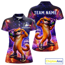 Load image into Gallery viewer, Custom Graffiti Funny Cat Bowling Shirt for Women Bowling League Jersey Polo &amp; Quarter-Zip Bowling Outfit QZT919