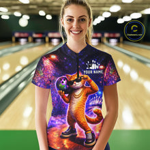 Load image into Gallery viewer, Custom Graffiti Funny Cat Bowling Shirt for Women Bowling League Jersey Polo &amp; Quarter-Zip Bowling Outfit QZT919