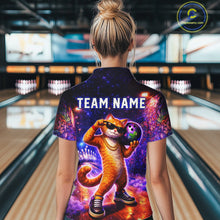 Load image into Gallery viewer, Custom Graffiti Funny Cat Bowling Shirt for Women Bowling League Jersey Polo &amp; Quarter-Zip Bowling Outfit QZT919