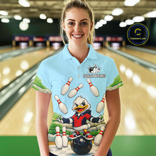 Load image into Gallery viewer, Personalized Funny Duck Bowling Team Shirt for Women Bowling Jersey Performance Polo &amp; 1/4-Zip QZT45