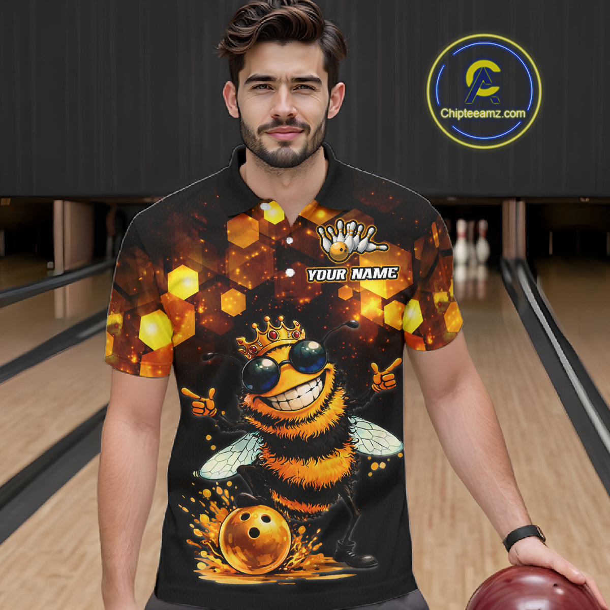 Funny Bee Bowling Shirt for Men Custom Bowling Team Jersey Bowling Outfit Polo & Quarter-Zip QZT952