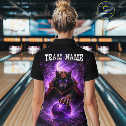 Personalized Night Realm King Wolf Bowling Shirt Crown Bowling Jersey for Women QZT961