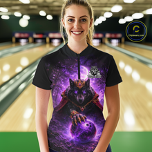 Load image into Gallery viewer, Personalized Night Realm King Wolf Bowling Shirt Crown Bowling Jersey for Women QZT961
