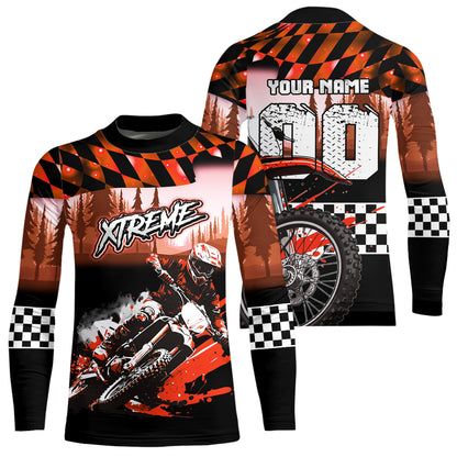 Personalized Orange Motocross Jersey for Adult Kids Extreme Racing Shirt UPF30+ Dirt Bike Clothes MHT125