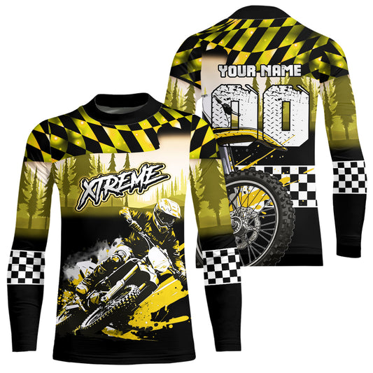 Personalized Yellow Motocross Jersey for Adult Kids Extreme Racing Shirt Dirt Bike Clothes MHT125
