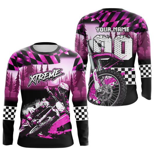 Personalized Pink Motocross Jersey for Adult Kids Extreme Racing Shirt Dirt Bike Clothes MHT125