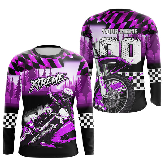 Personalized Purple Motocross Jersey for Adult Kids Extreme Racing Shirt Dirt Bike Clothes MHT125