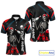 Load image into Gallery viewer, Custom Red Skull Bowling Team Shirt for Men Polo &amp; 1/4 Zip Bowling League Jersey Bowling Unisex QZT794