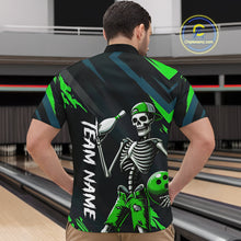 Load image into Gallery viewer, Custom Green Skull Bowling Team Shirt for Men Polo &amp; 1/4 Zip Bowling League Jersey Bowling Unisex QZT794