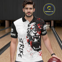 Load image into Gallery viewer, Custom Red &amp; White Tiger Bowling Team Jersey for Men Bowling Shirt Polo &amp; 1/4 Zip Bowling Outfit QZT841