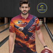 Load image into Gallery viewer, Custom American Eagle Bowling Shirt for Men Sunset Bowling Jersey Patriotic Bowling Outfit QZT975