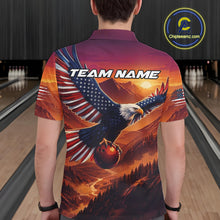 Load image into Gallery viewer, Custom American Eagle Bowling Shirt for Men Sunset Bowling Jersey Patriotic Bowling Outfit QZT975
