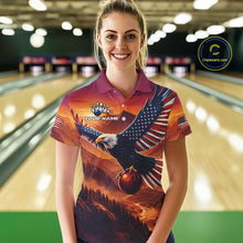 Load image into Gallery viewer, Custom American Eagle Bowling Shirt for Women Sunset Bowling Jersey Patriotic QZT975