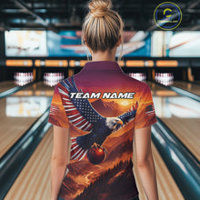 Load image into Gallery viewer, Custom American Eagle Bowling Shirt for Women Sunset Bowling Jersey Patriotic QZT975