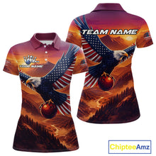Load image into Gallery viewer, Custom American Eagle Bowling Shirt for Women Sunset Bowling Jersey Patriotic QZT975