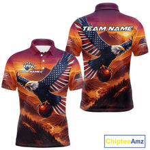 Load image into Gallery viewer, Custom American Eagle Bowling Shirt for Men Sunset Bowling Jersey Patriotic Bowling Outfit QZT975