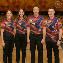 Load image into Gallery viewer, Custom American Eagle Bowling Shirt for Men Sunset Bowling Jersey Patriotic Bowling Outfit QZT975