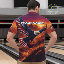 Load image into Gallery viewer, Custom American Eagle Bowling Shirt for Men Sunset Bowling Jersey Patriotic Bowling Outfit QZT975